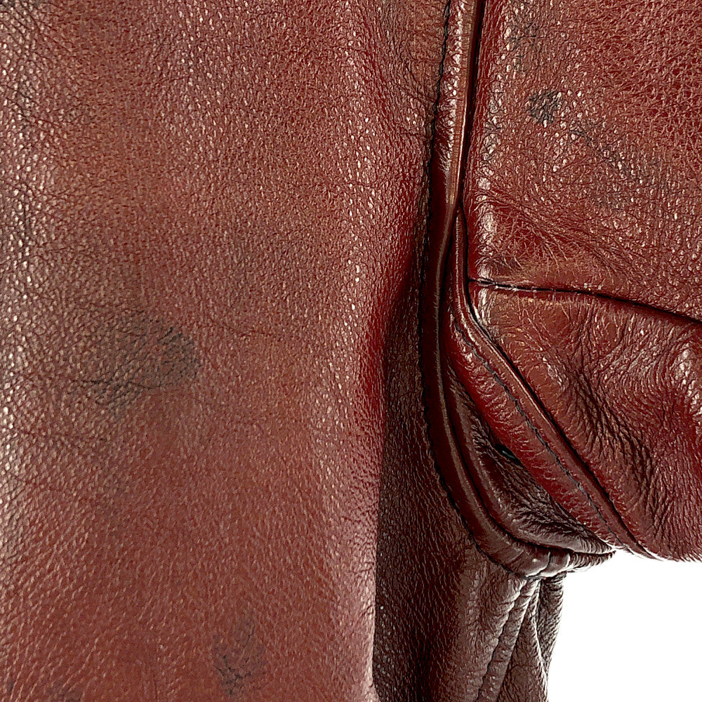 LANGLITZ LEATHERS ラングリッツレザーズ Red Dog レッド ドッグ ハーフ ベルト コート ダブル レザー ライダース ジャケット ワインレッド系【中古】