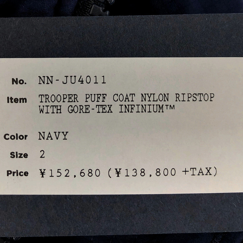 nonnative ノンネイティブ NN-JU4011 40th TROOPER PUFF COAT NYLON RIPSTOP WITH GORE-TEX INFINIUM トゥルーパー ナイロン リップストップ ゴアテックス インフィニウム コート ネイビー系 2【新古品】【未使用】【中古】
