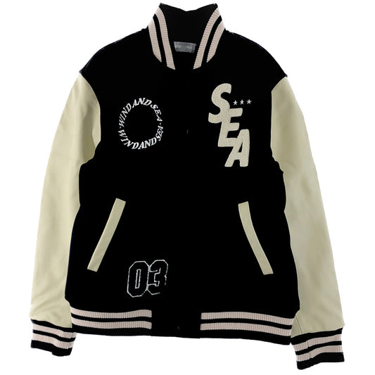WIND AND SEA ウィンダンシー WDS-BYT-RS-02 WIND AND BEYOUTH Varsity Jacket 3周年記念 スタジャン ウール バーシティ ジャケット ブラック系 S【新古品】【未使用】【中古】
