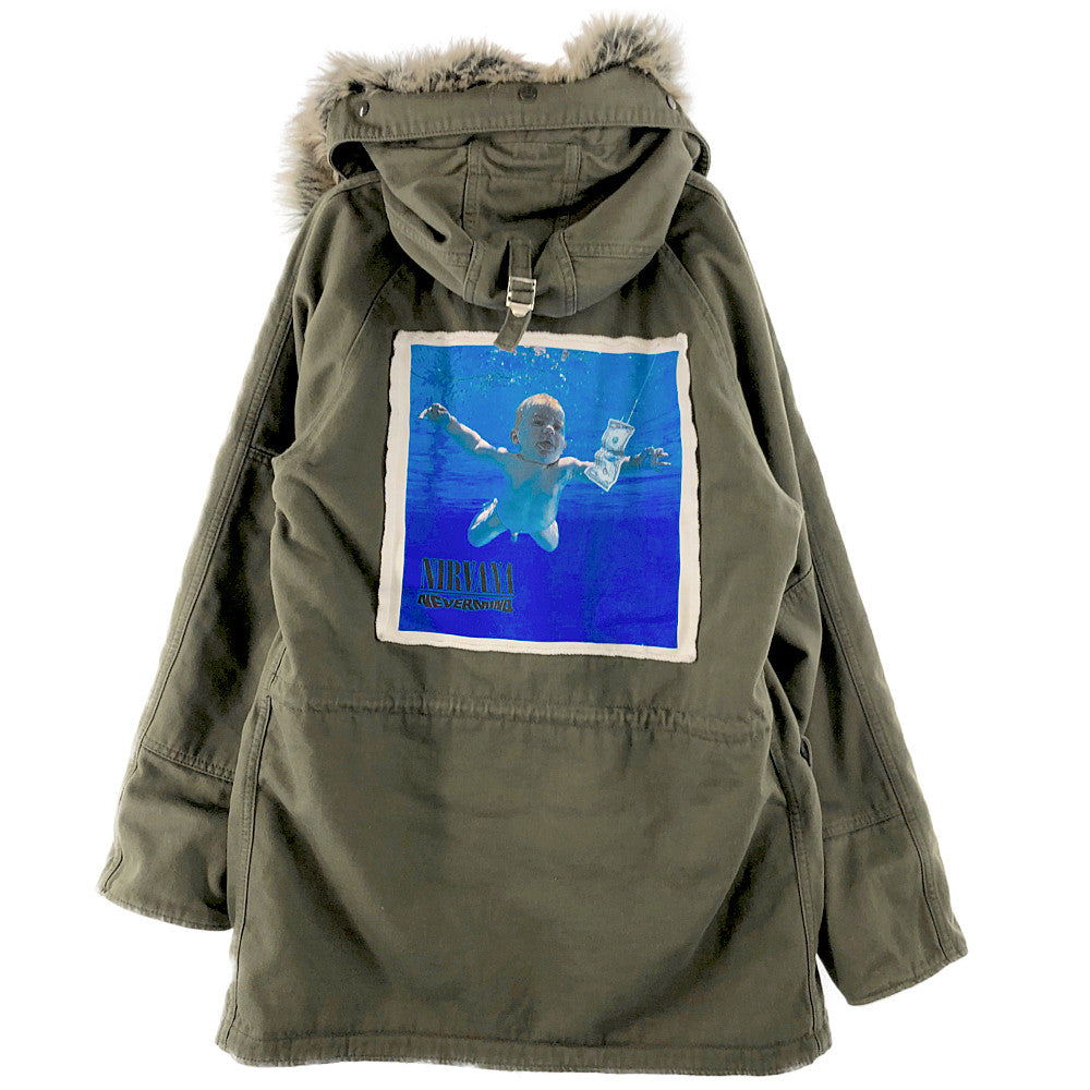 MINEDENIM マインデニム Nirvana NEVERMIND N-3B ニルヴァーナ パッチワーク 裏地レオパードボア コート カーキ系 1【中古】
