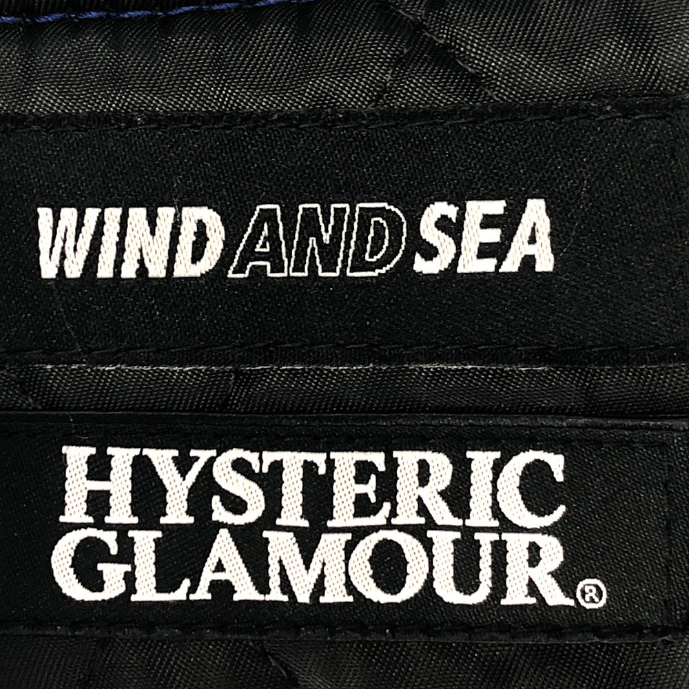 HYSTERIC GLAMOUR ヒステリックグラマー × WIND AND SEA ウィンダンシー 20AW WDS-HYS-01 STADIUM JUMPER レザー切替 スタジアム ジャンパー ブルゾン スタジャン バーシティジャケット ブルー系 ホワイト系 S【中古】