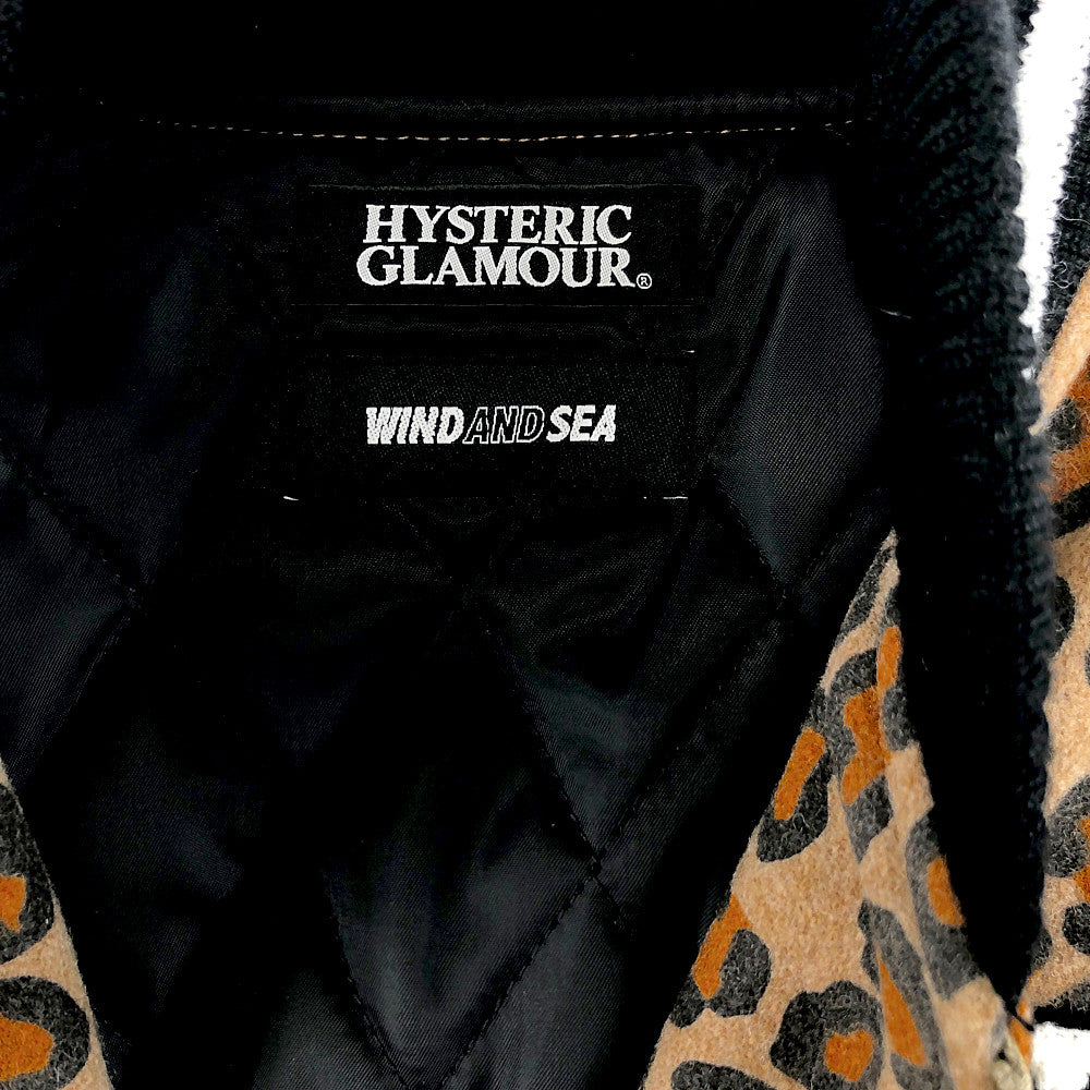 HYSTERIC GLAMOUR ヒステリックグラマー × WIND AND SEA ウィンダンシー 20AW WDS-HYS-2-01 STADIUM JUMPER LEOPARD レオパード レザー切替 スタジアム ジャンパー ブルゾン スタジャン バーシティジャケット ヒョウ柄系 S【新古品】【未使用】【中古】