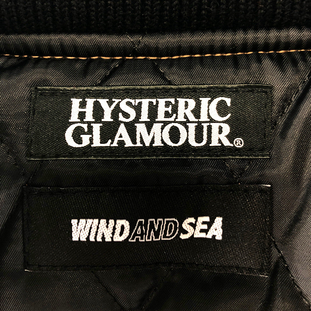 HYSTERIC GLAMOUR ヒステリックグラマー × WIND AND SEA ウィンダンシー 20AW WDS-HYS-2-01 STADIUM JUMPER LEOPARD レオパード レザー切替 スタジアム ジャンパー ブルゾン スタジャン バーシティジャケット ヒョウ柄系 S【新古品】【未使用】【中古】