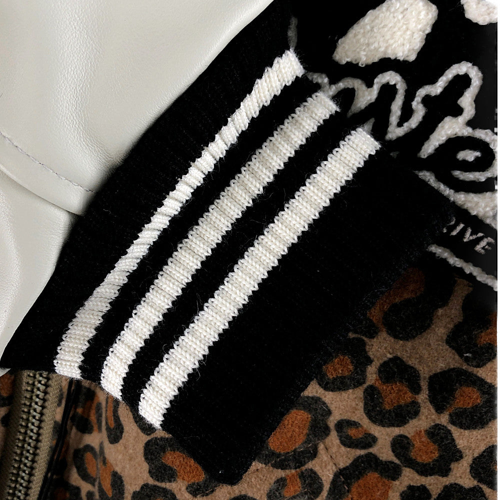 HYSTERIC GLAMOUR ヒステリックグラマー × WIND AND SEA ウィンダンシー 20AW WDS-HYS-2-01 STADIUM JUMPER LEOPARD レオパード レザー切替 スタジアム ジャンパー ブルゾン スタジャン バーシティジャケット ヒョウ柄系 S【新古品】【未使用】【中古】