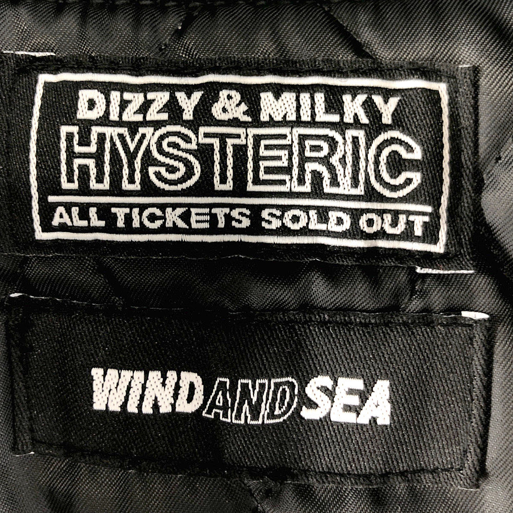 HYSTERIC GLAMOUR ヒステリックグラマー × WIND AND SEA ウィンダンシー 21AW WDS-HYS-3-01 TEAM STADIUM JUMPER BLACK レザー切替 スタジアム ジャンパー ブルゾン スタジャン バーシティジャケット【新古品】【未使用】【中古】