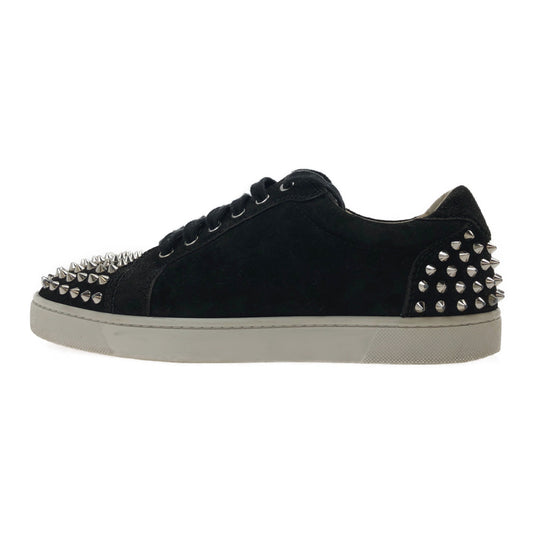 Christian Louboutin クリスチャンルブタン SEAVASTE 2 FLAT スパイク スタッズ レザー スニーカー ブラック系 40 1/2【中古】