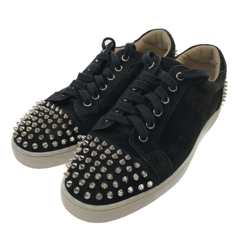 Christian Louboutin クリスチャンルブタン SEAVASTE 2 FLAT スパイク スタッズ レザー スニーカー ブラック系 40 1/2【中古】