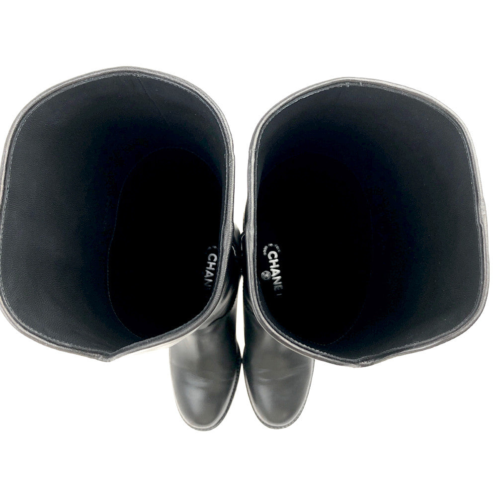 CHANEL シャネル ココマーク ロングブーツ ブラック系 36C【中古】