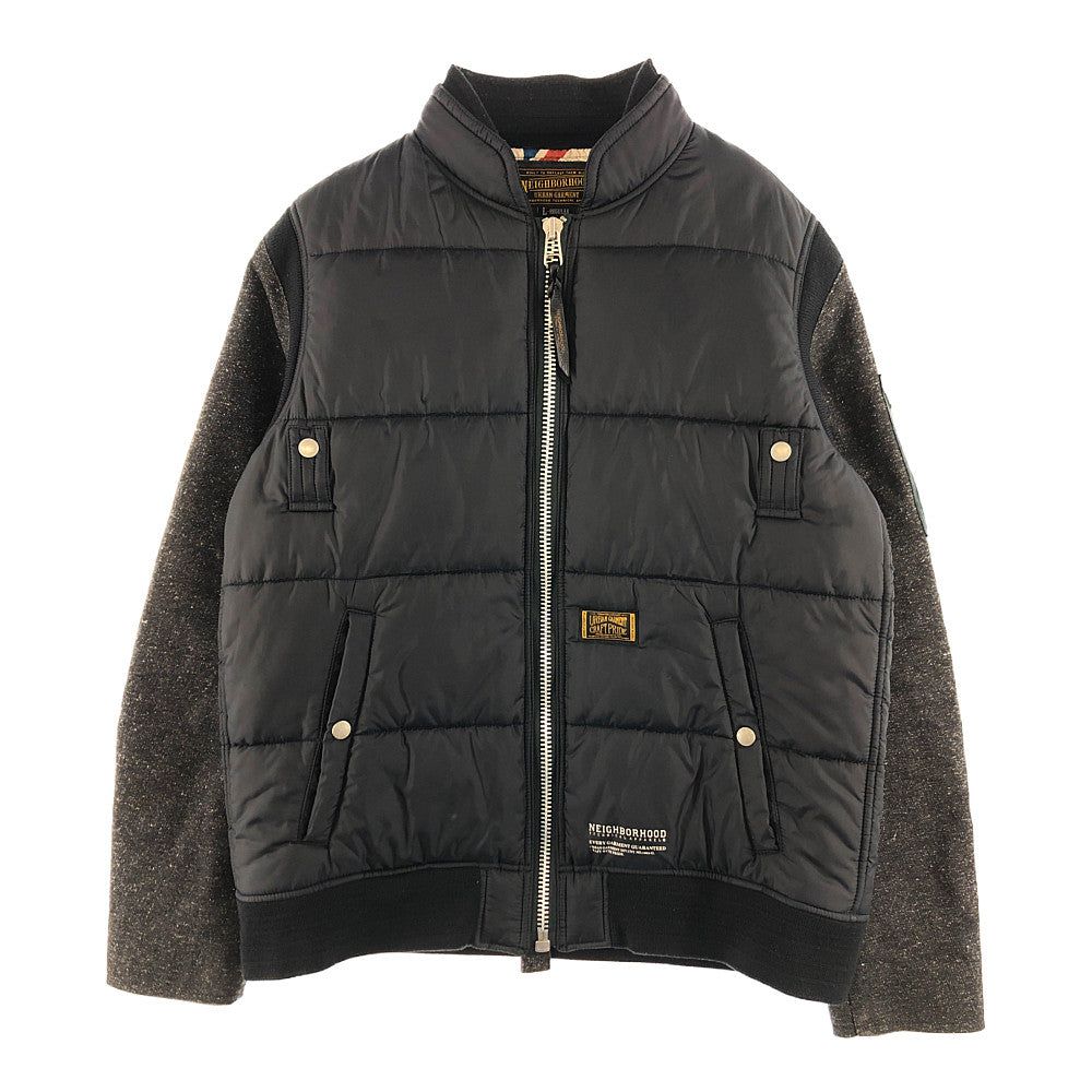 NEIGHBORHOOD ネイバーフッド 10AW 102SPNH-JKM05 L-2D HE-JKT 裏地星条旗総柄 袖ウール ナイロン 切替 ブルゾン 中綿 ジャケット ブラック系 グレー系 L【中古】