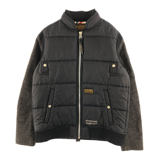 NEIGHBORHOOD ネイバーフッド 10AW 102SPNH-JKM05 L-2D HE-JKT 裏地星条旗総柄 袖ウール ナイロン 切替 ブルゾン 中綿 ジャケット ブラック系 グレー系 L【中古】