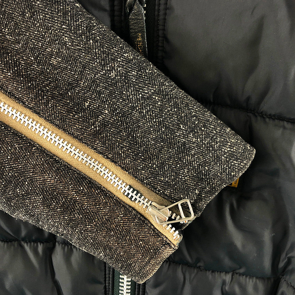 NEIGHBORHOOD ネイバーフッド 10AW 102SPNH-JKM05 L-2D HE-JKT 裏地星条旗総柄 袖ウール ナイロン 切替 ブルゾン 中綿 ジャケット ブラック系 グレー系 L【中古】