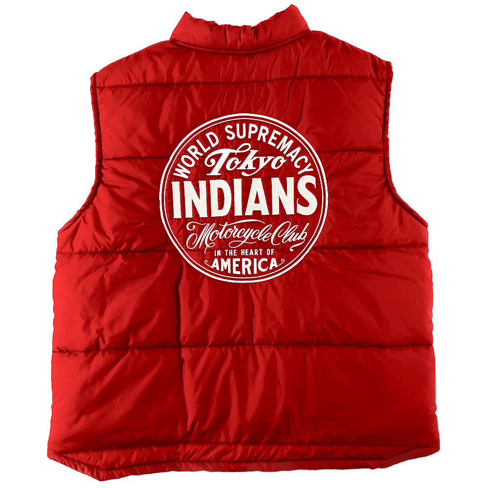 東京インディアンズ RACING VEST レーシング ダウンベスト レッド系 L【極上美品】【中古】
