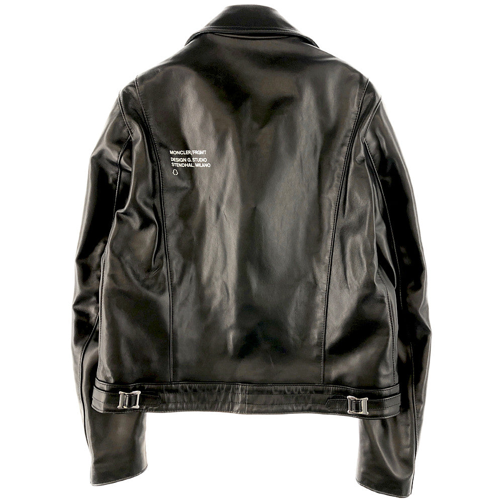 MONCLER モンクレール 国内正規品 7 ジーニアス フラグメント FRAGMENT ルイスレザー Lewis Leathers DWAYNE ドゥエイン サイクロン ホースハイド ダブル ライダース ジャケット ブラック系 42【中古】