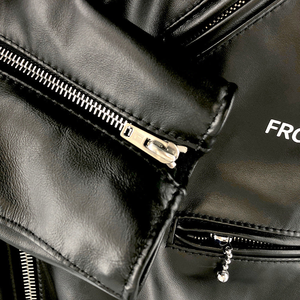 MONCLER モンクレール 国内正規品 7 ジーニアス フラグメント FRAGMENT ルイスレザー Lewis Leathers DWAYNE ドゥエイン サイクロン ホースハイド ダブル ライダース ジャケット ブラック系 42【中古】