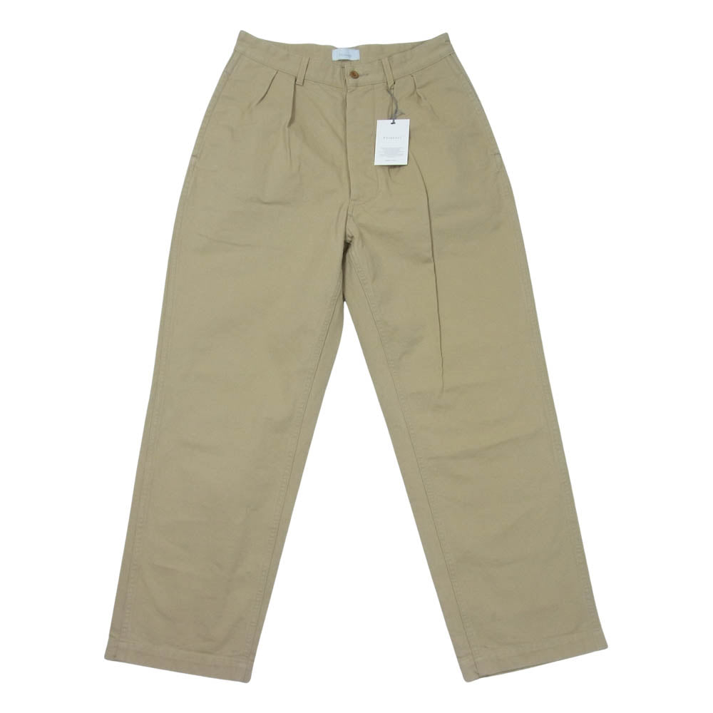 フランネル 2タック チノ トラウザーパンツ 日本製 ベージュ系 1【中古】