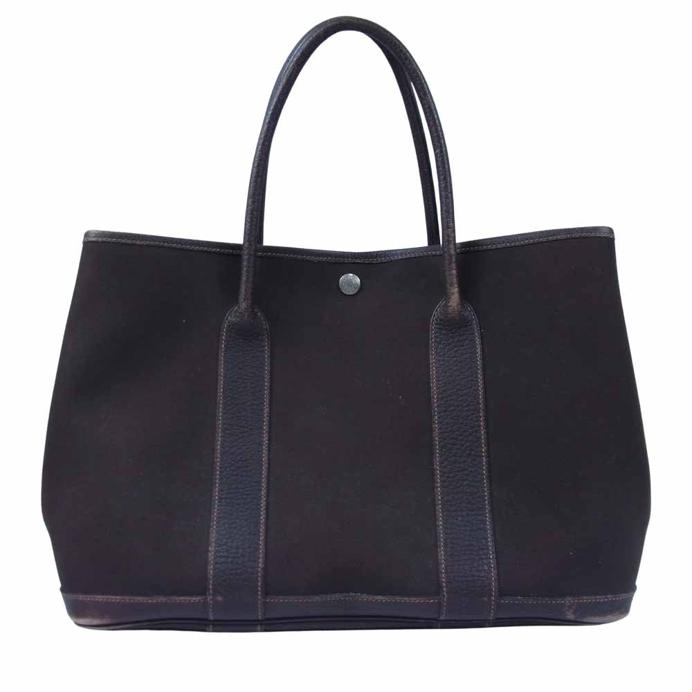HERMES エルメス ガーデンパーティPM □H刻印 トート バッグ ダークブラウン系【中古】