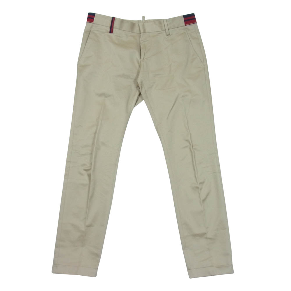 DSQUARED2 ディースクエアード S74KA0463 ウエスト切替 チノ トラウザー タック パンツ ベージュ系 46【中古】