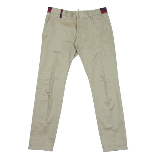 DSQUARED2 ディースクエアード S74KA0463 ウエスト切替 チノ トラウザー タック パンツ ベージュ系 46【中古】