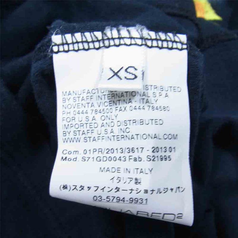 DSQUARED2 ディースクエアード S71GD0043 ペイント ダメージ加工 プリント ロック Tシャツ ダークネイビー系 XS【中古】