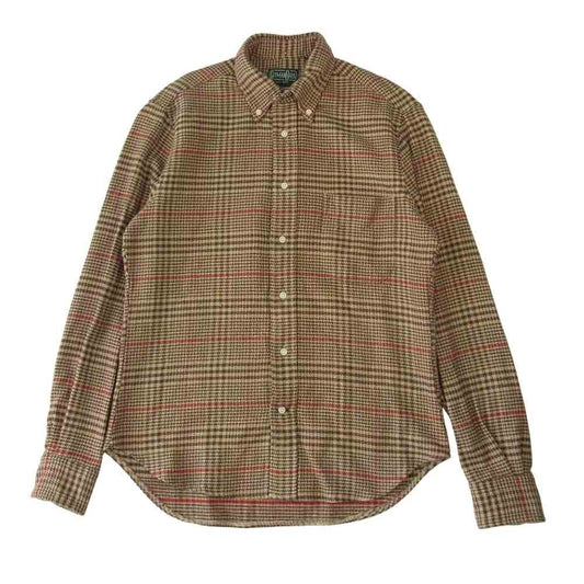 ギットマンブラザーズ VINTAGE FIT ハウンドトゥース ボタンダウン フランネル シャツ ブラウン系 15【美品】【中古】