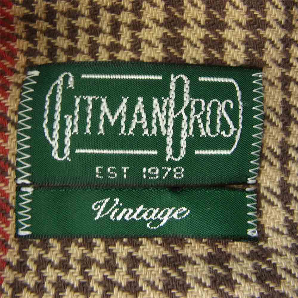 ギットマンブラザーズ VINTAGE FIT ハウンドトゥース ボタンダウン フランネル シャツ ブラウン系 15【美品】【中古】