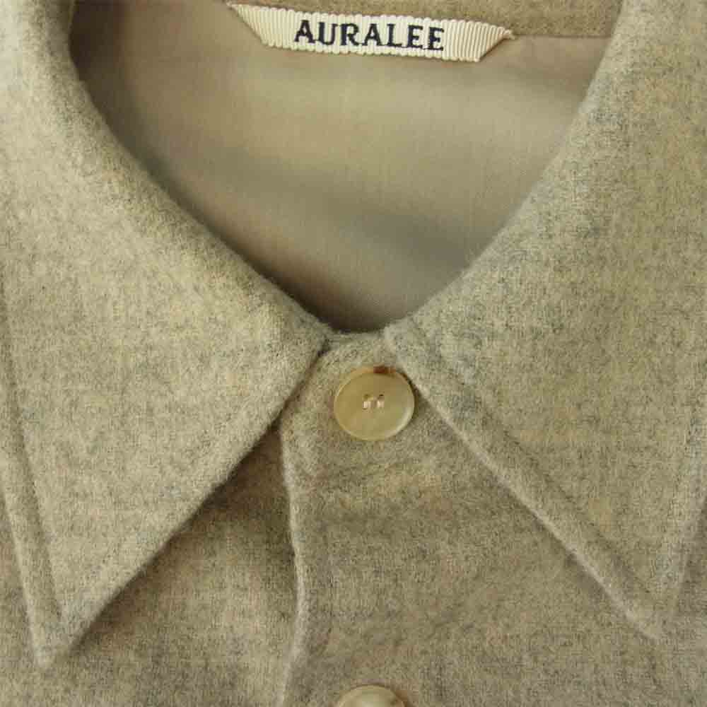 AURALEE オーラリー 21AW A21AS01LH SUPER MILLED SHETLAND WOOL SHIRTS シェットランド ウール シャツ グレー系 3【美品】【中古】