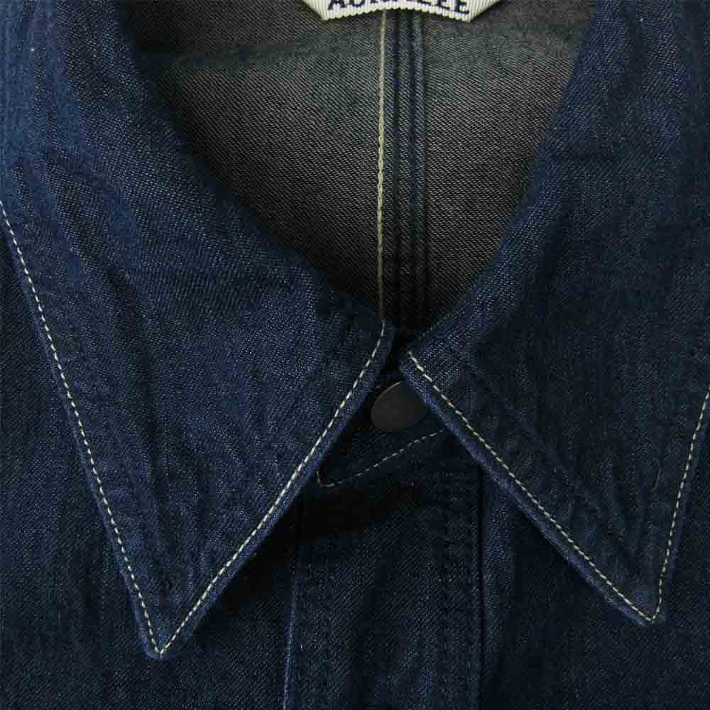 AURALEE オーラリー 21SS A21SB01LD HARD TWIST LIGHT DENIM SHIRTS BLOUSON ハード ツイスト ライト デニム シャツ ブルゾン インディゴブルー系 3【美品】【中古】