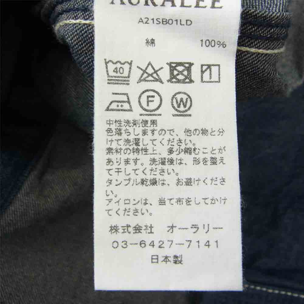 AURALEE オーラリー 21SS A21SB01LD HARD TWIST LIGHT DENIM SHIRTS BLOUSON ハード ツイスト ライト デニム シャツ ブルゾン インディゴブルー系 3【美品】【中古】