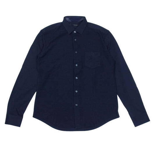 ブラックレーベル クレストブリッジ ヘリンボーン 切替 シャツ ダークネイビー系 M【美品】【中古】