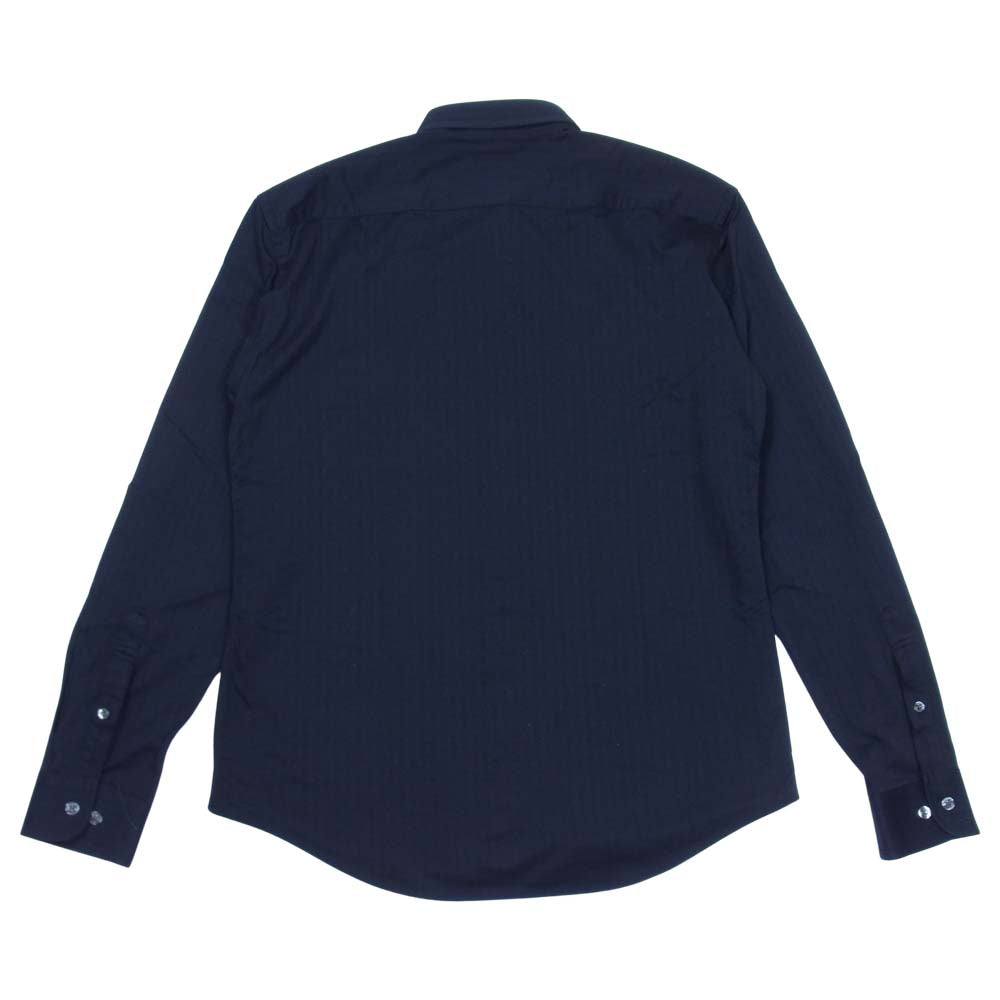 ブラックレーベル クレストブリッジ ヘリンボーン 切替 シャツ ダークネイビー系 M【美品】【中古】