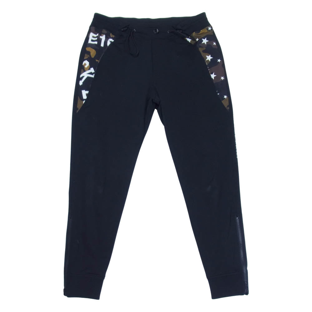 AKM エイケイエム x Brown bunny ブラウンバニー LUXE163 スター カモ プリント 裾ジップ ストレッチ イージー パンツ ブラック系 L【中古】