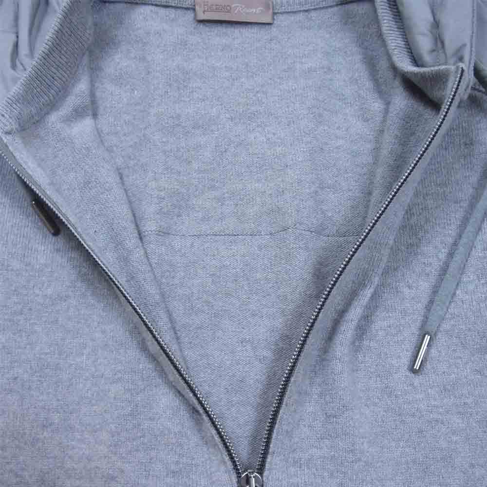 Herno ヘルノ Resort 国内正規品 MC010UR リゾート ナイロン切替 カシミヤ混 ハイブリッド ジップ ニット ジャージ フーディ グレー系 50【中古】