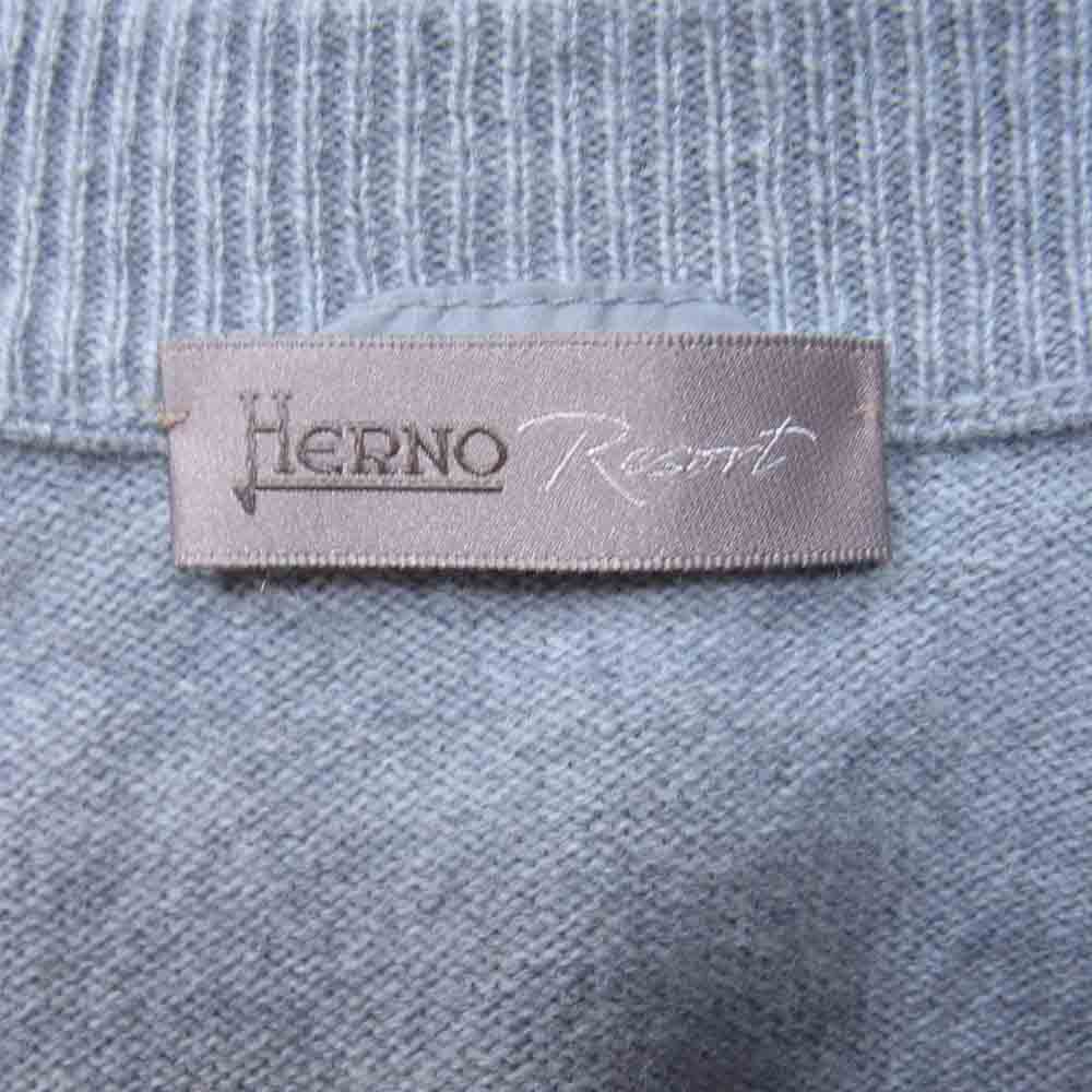 Herno ヘルノ Resort 国内正規品 MC010UR リゾート ナイロン切替 カシミヤ混 ハイブリッド ジップ ニット ジャージ フーディ グレー系 50【中古】