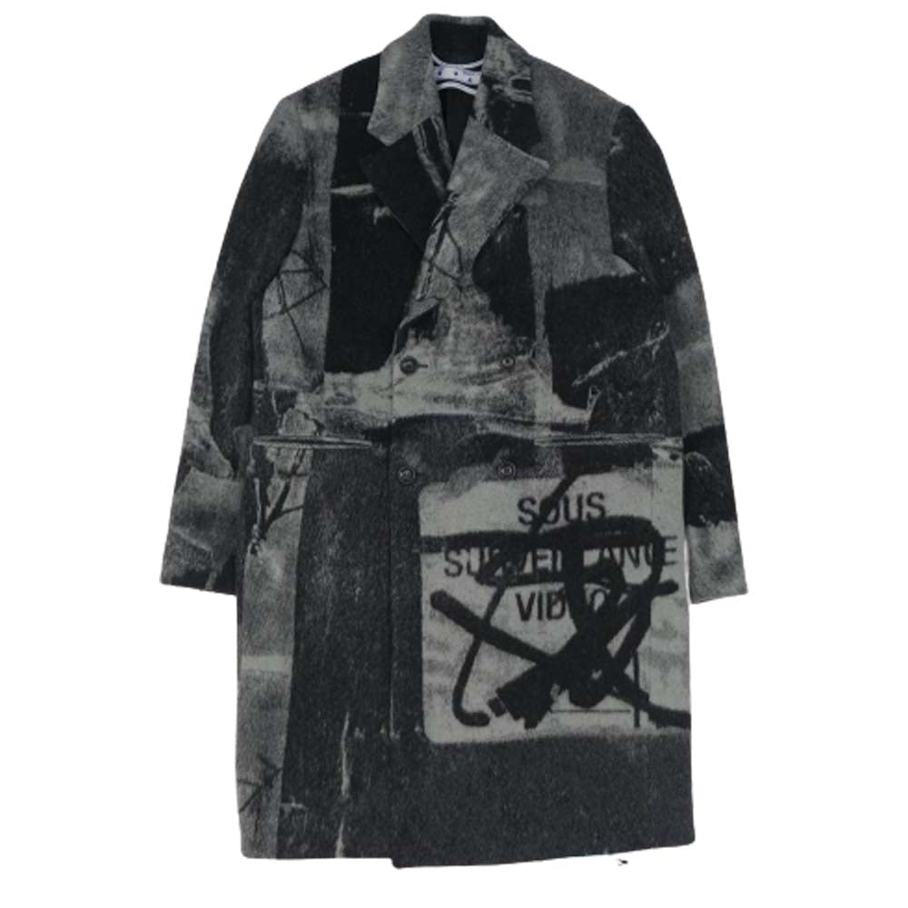 OFF-WHITE オフホワイト x Pablo Tomek パブロトメック DOUBLE-BREASTED COAT ダブル ブレスト コート グレー系 ブラック系 48【新古品】【未使用】【中古】