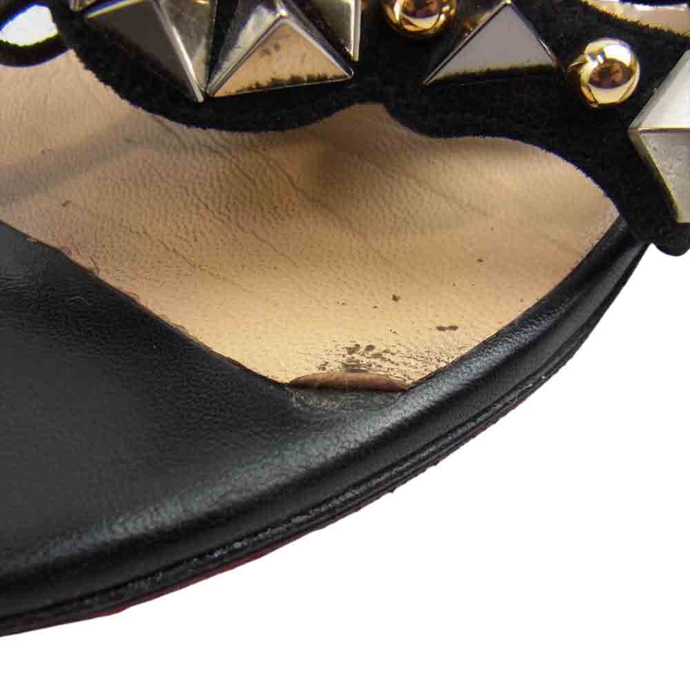 Christian Louboutin クリスチャンルブタン スタッズ チャーム ストラップ フラット シューズ パンプス ブラック系 37【中古】