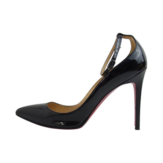 Christian Louboutin クリスチャンルブタン エナメル ストラップ ハイヒール パンプス シューズ ブラック ブラック系 38.5【中古】