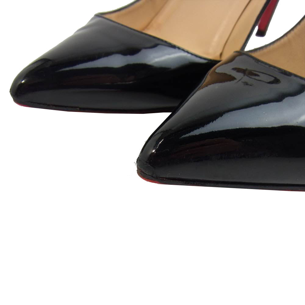 Christian Louboutin クリスチャンルブタン エナメル ストラップ ハイヒール パンプス シューズ ブラック ブラック系 38.5【中古】