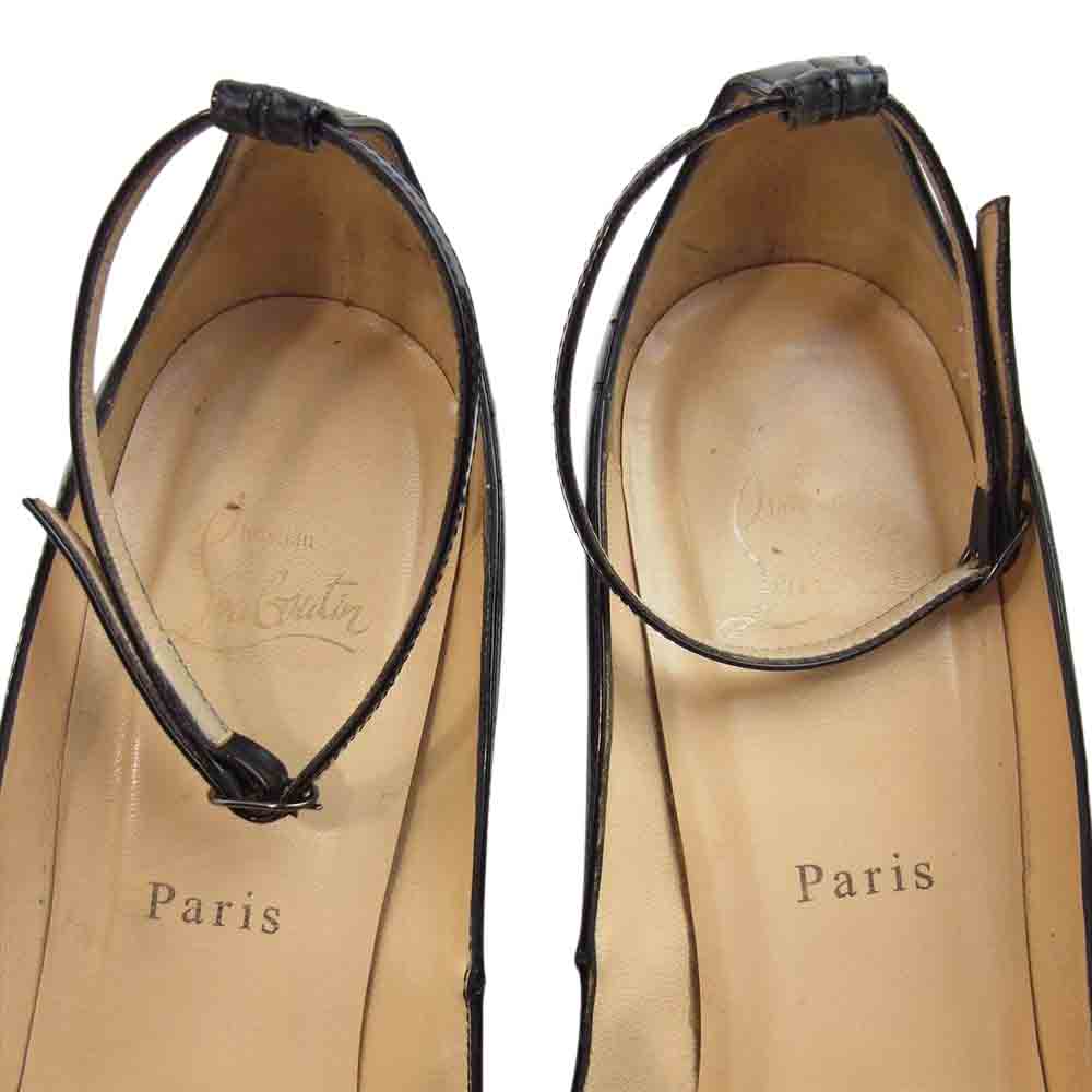 Christian Louboutin クリスチャンルブタン エナメル ストラップ ハイヒール パンプス シューズ ブラック ブラック系 38.5【中古】