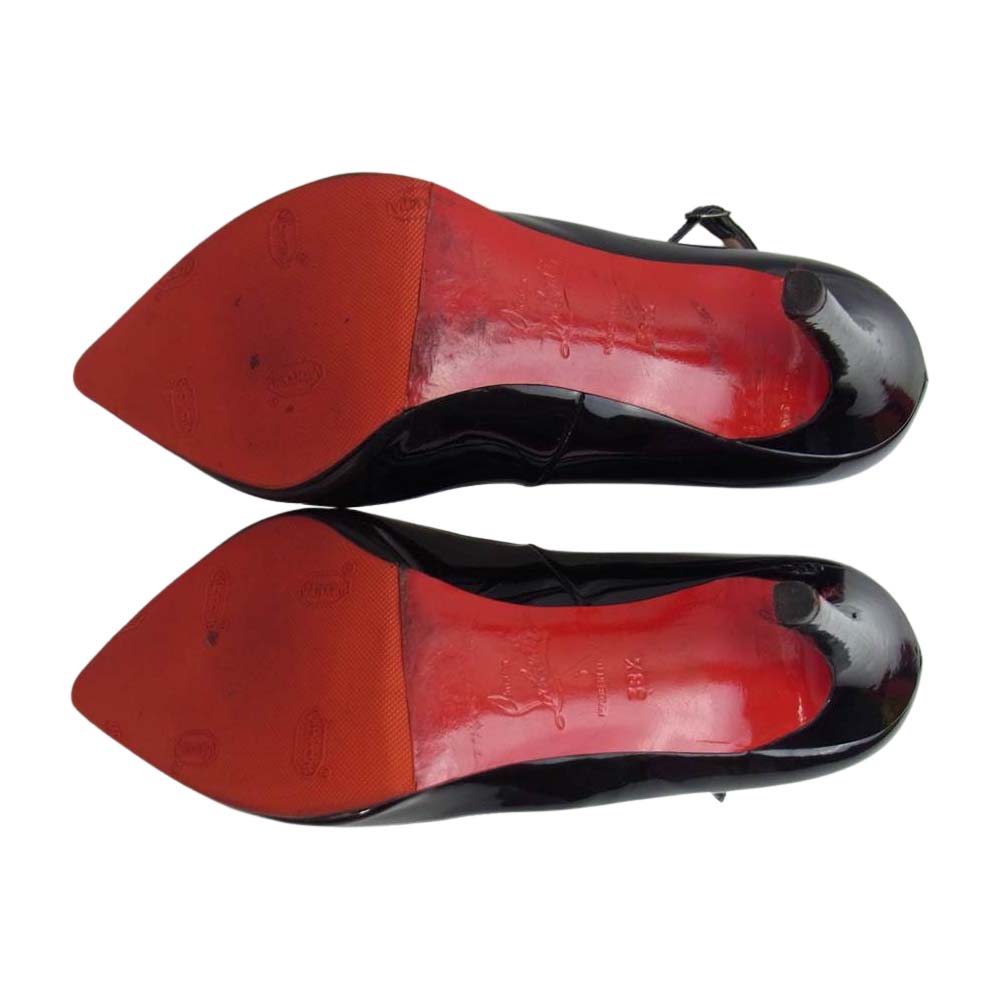 Christian Louboutin クリスチャンルブタン エナメル ストラップ ハイヒール パンプス シューズ ブラック ブラック系 38.5【中古】