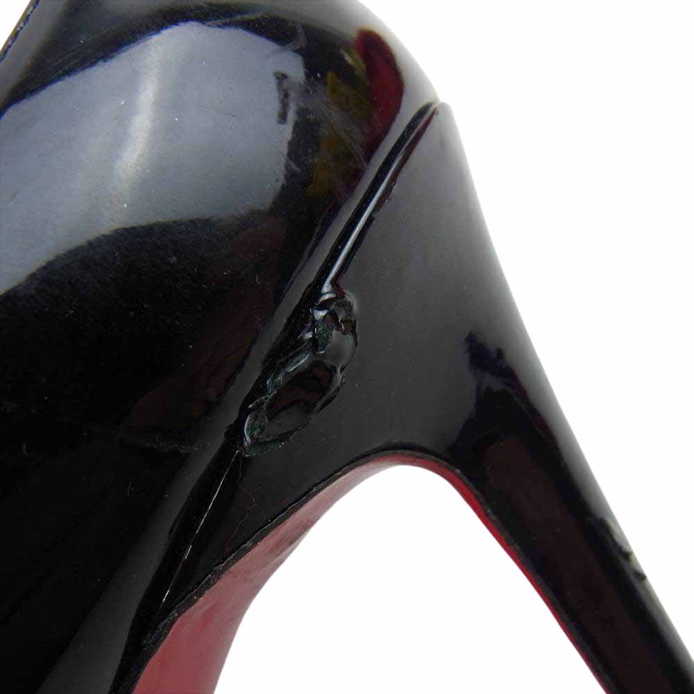 Christian Louboutin クリスチャンルブタン エナメル ストラップ ハイヒール パンプス シューズ ブラック ブラック系 38.5【中古】