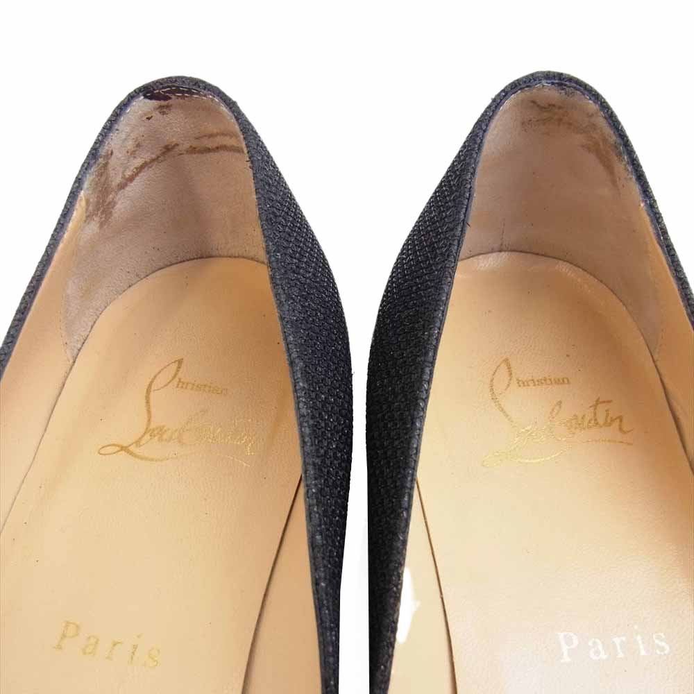 Christian Louboutin クリスチャンルブタン ボール スタッズ ハート ローヒール フラット パンプス ブラック系 37【中古】