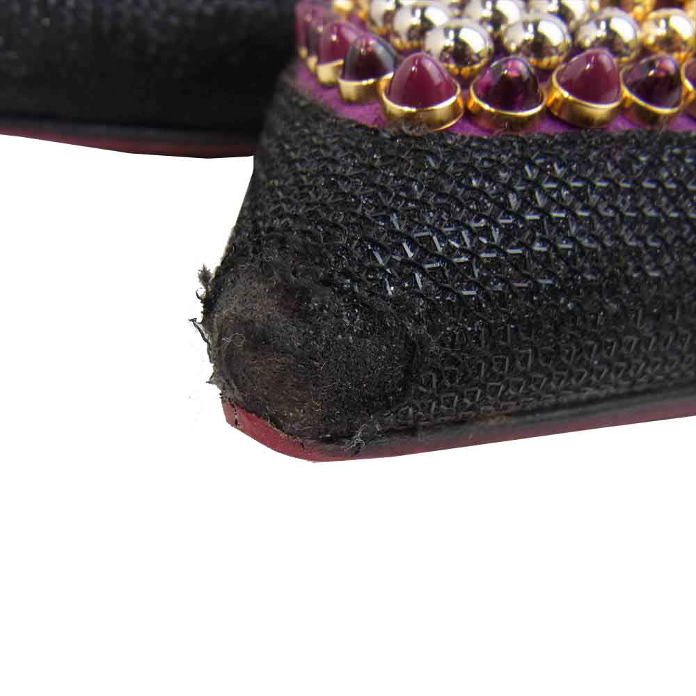 Christian Louboutin クリスチャンルブタン ボール スタッズ ハート ローヒール フラット パンプス ブラック系 37【中古】