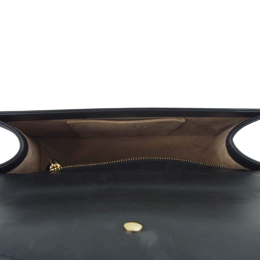 GUCCI グッチ 21882 シルヴィ スモール リボン シェリーライン レザー ショルダー バッグ ブラック系【中古】