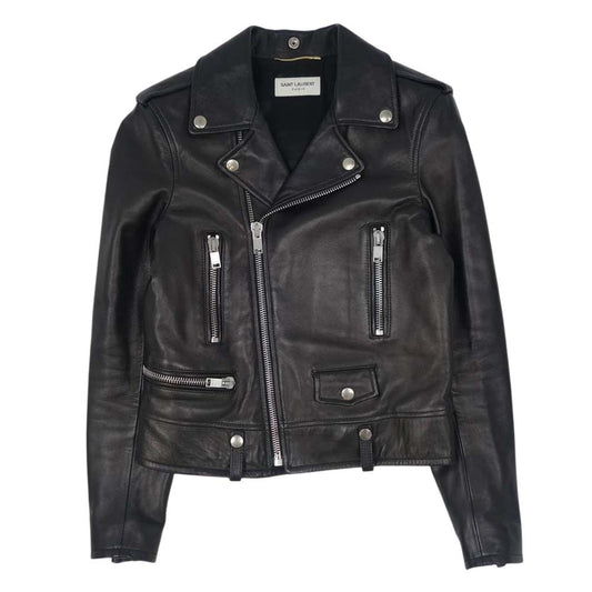 SAINT LAURENT サンローラン 国内正規品 397287 Y5YA2 L01 ラムレザー ダブルライダース ジャケット ブラック系 F36【中古】