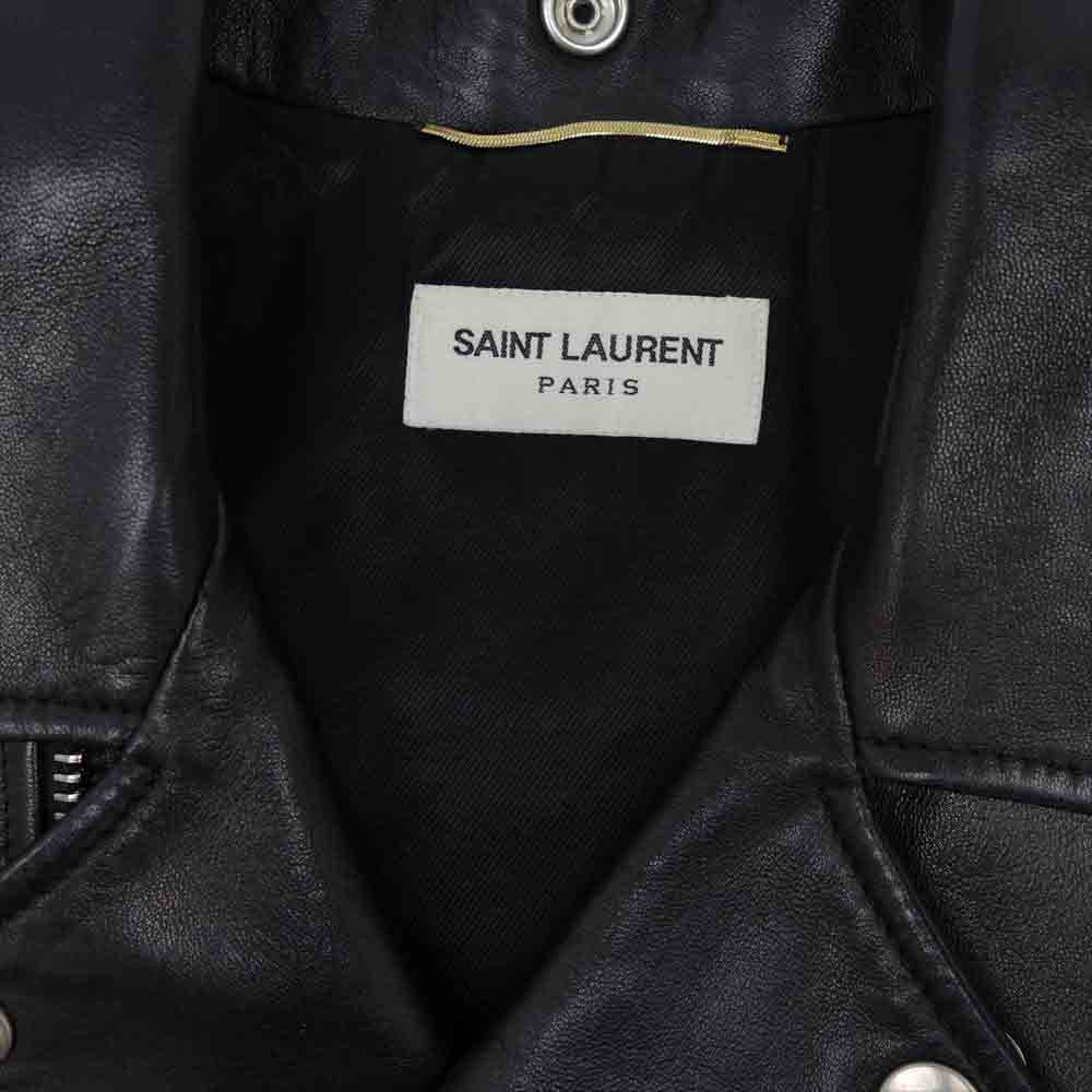 SAINT LAURENT サンローラン 国内正規品 397287 Y5YA2 L01 ラムレザー ダブルライダース ジャケット ブラック系 F36【中古】