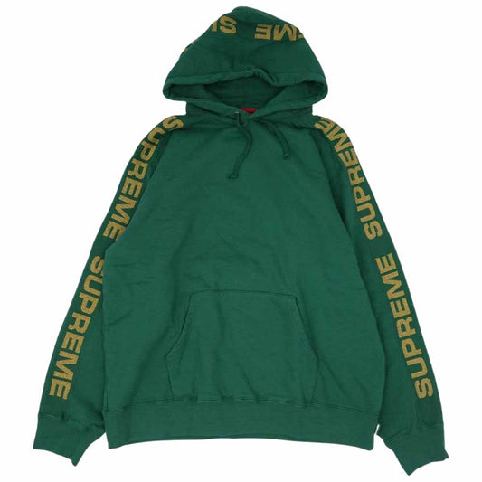 Supreme シュプリーム 20SS metallic rib hooded sweatshirt メタリック リブ スウェット パーカー グリーン系 XL【美品】【中古】
