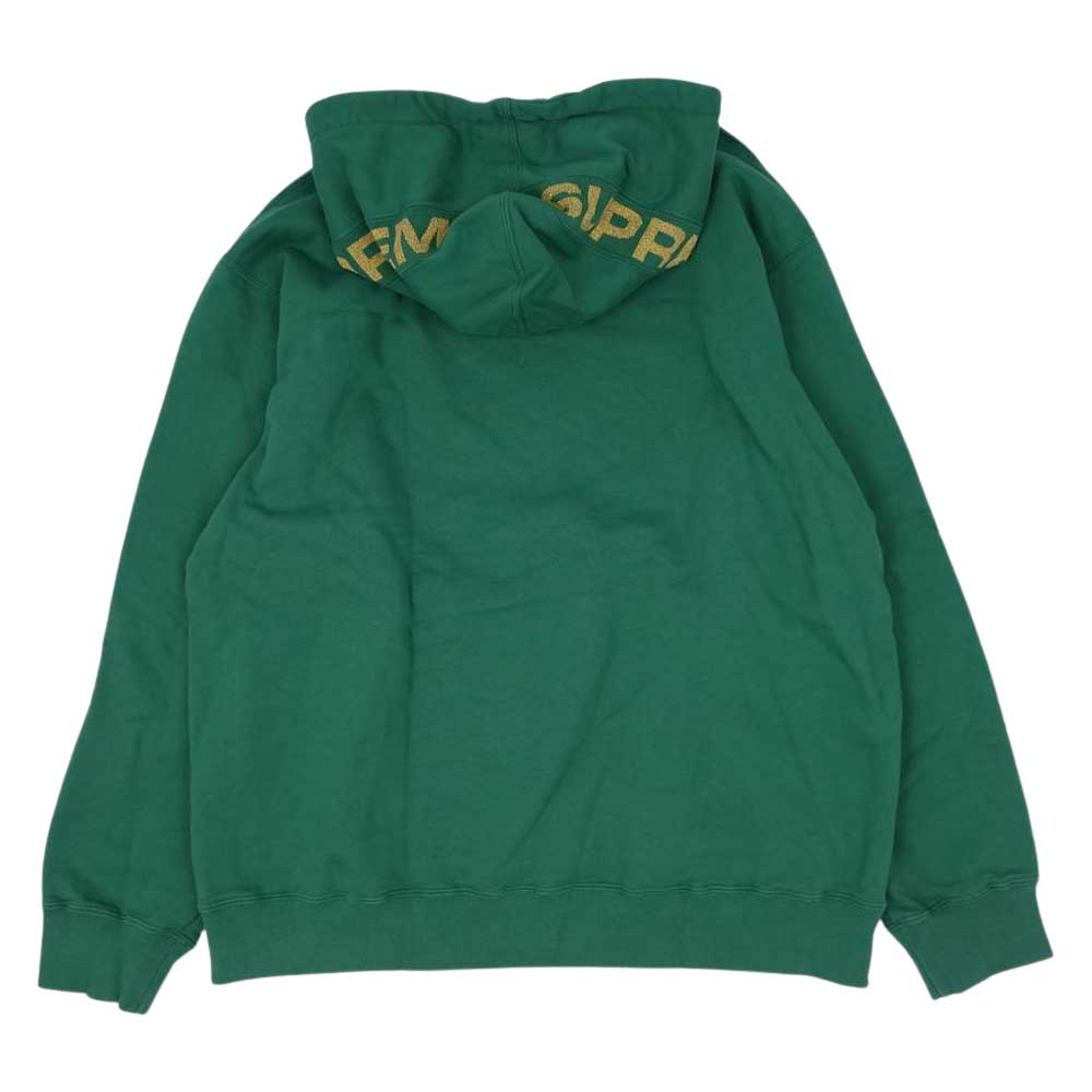 Supreme シュプリーム 20SS metallic rib hooded sweatshirt メタリック リブ スウェット パーカー グリーン系 XL【美品】【中古】