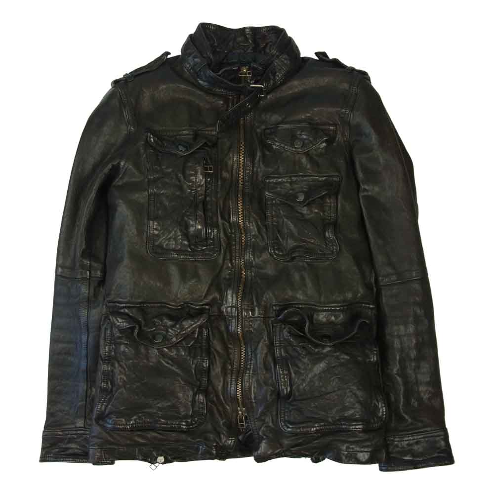 キャシージェーン CJL008 中綿 加工シープレザー ミリタリー ジャケット ブラック系 1【中古】