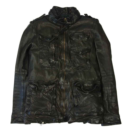 キャシージェーン CJL008 中綿 加工シープレザー ミリタリー ジャケット ブラック系 1【中古】