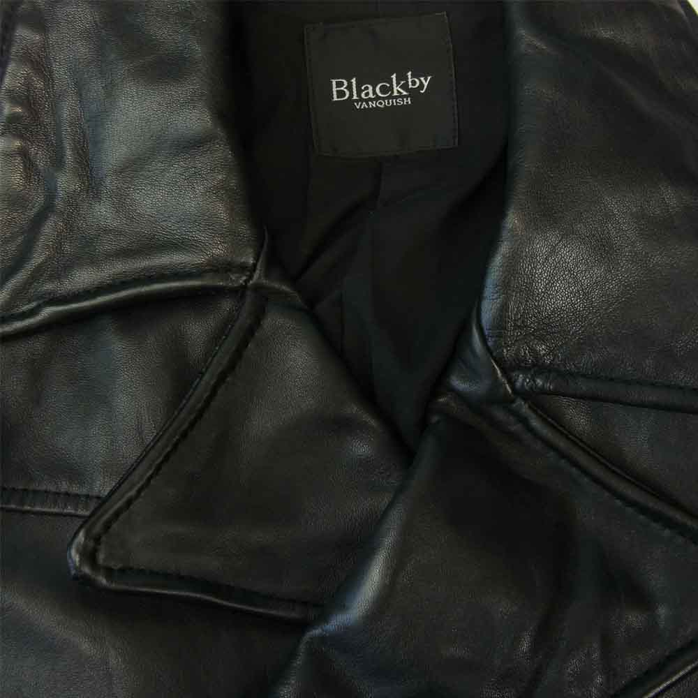 VANQUISH ヴァンキッシュ  BLACK BY VANQUISH シープレザー ハンドワッシャー Pコート ブラック系 S【中古】